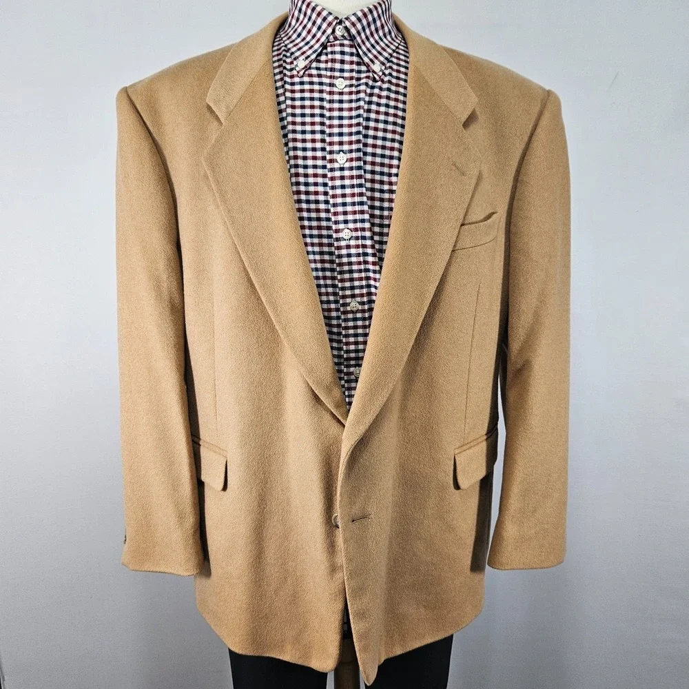 Bill Robin Son Men's Sport Coat Blazer Two Button Wool Camel Nylon Blend 46R